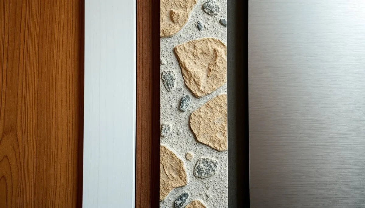 Comparativa de materiales para paneles: madera, PVC, MDF, piedra y metal