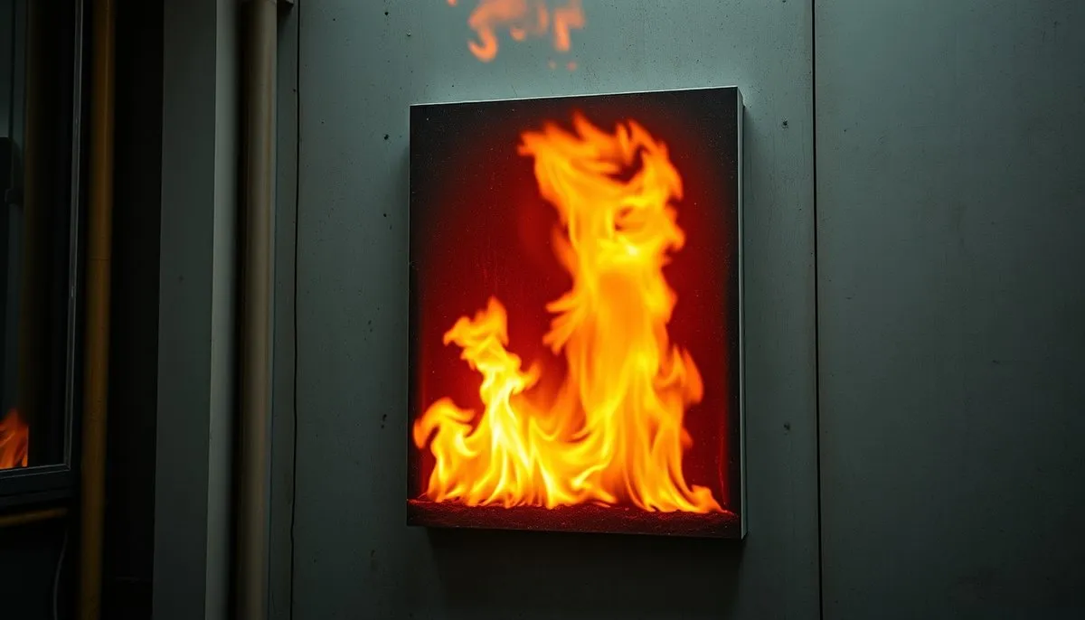 Prueba de reacción al fuego de paneles de poliuretano en laboratorio certificando clasificación B-s1,d0 de seguridad contra incendios Ensayo fuego paneles poliuretano clasificación B-s1,d0 laboratorio seguridad